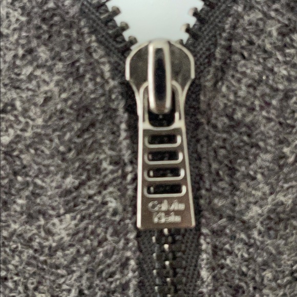 Calvin Klein Merino Wool Gray Zip Front Sweater Lg - Picture 2 of 4